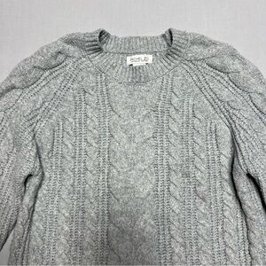Rachel Zoe Gray Crewneck Cable Knit Sweater Size M